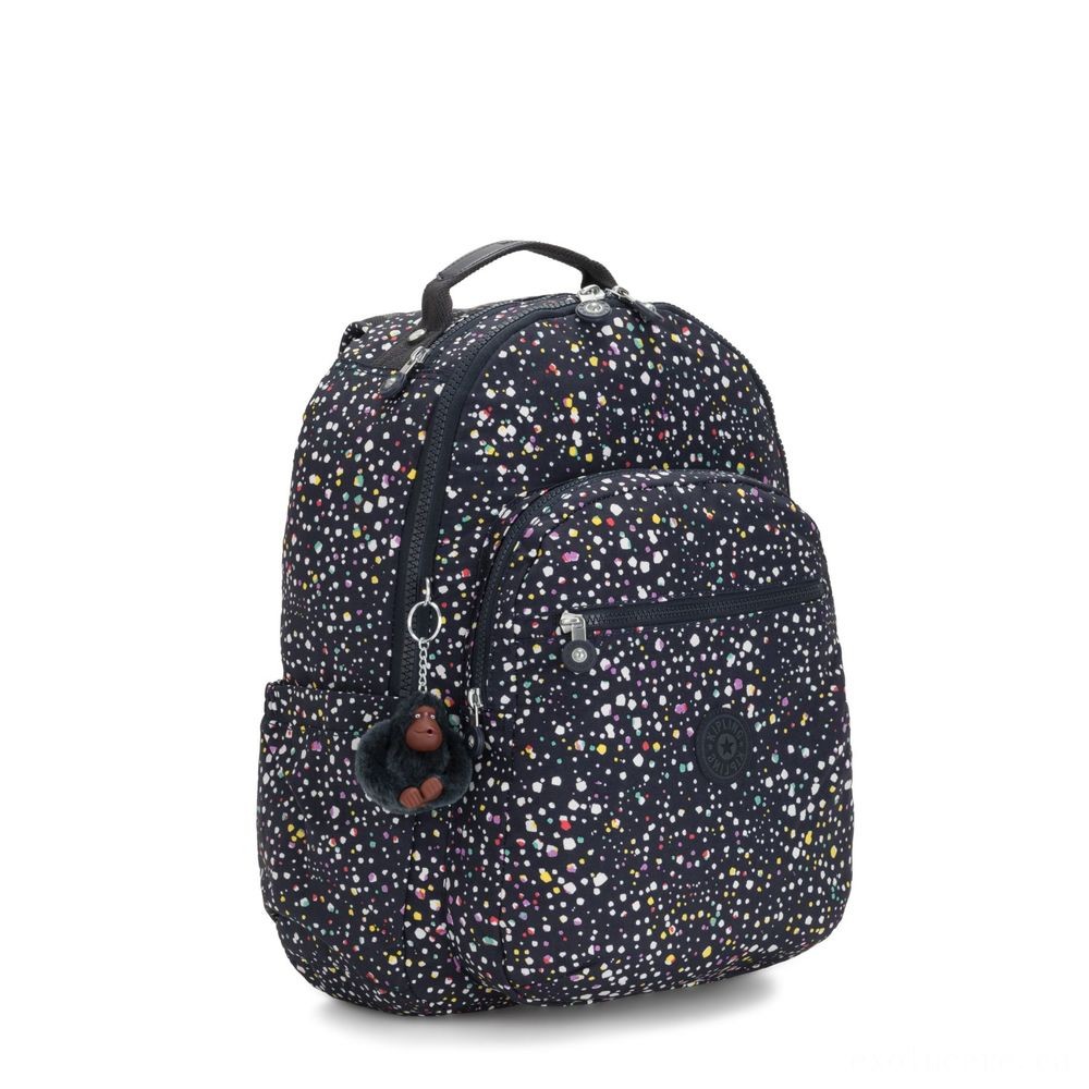 Kipling SEOUL Huge Backpack along with Laptop Pc Security Delighted Dot Print.
