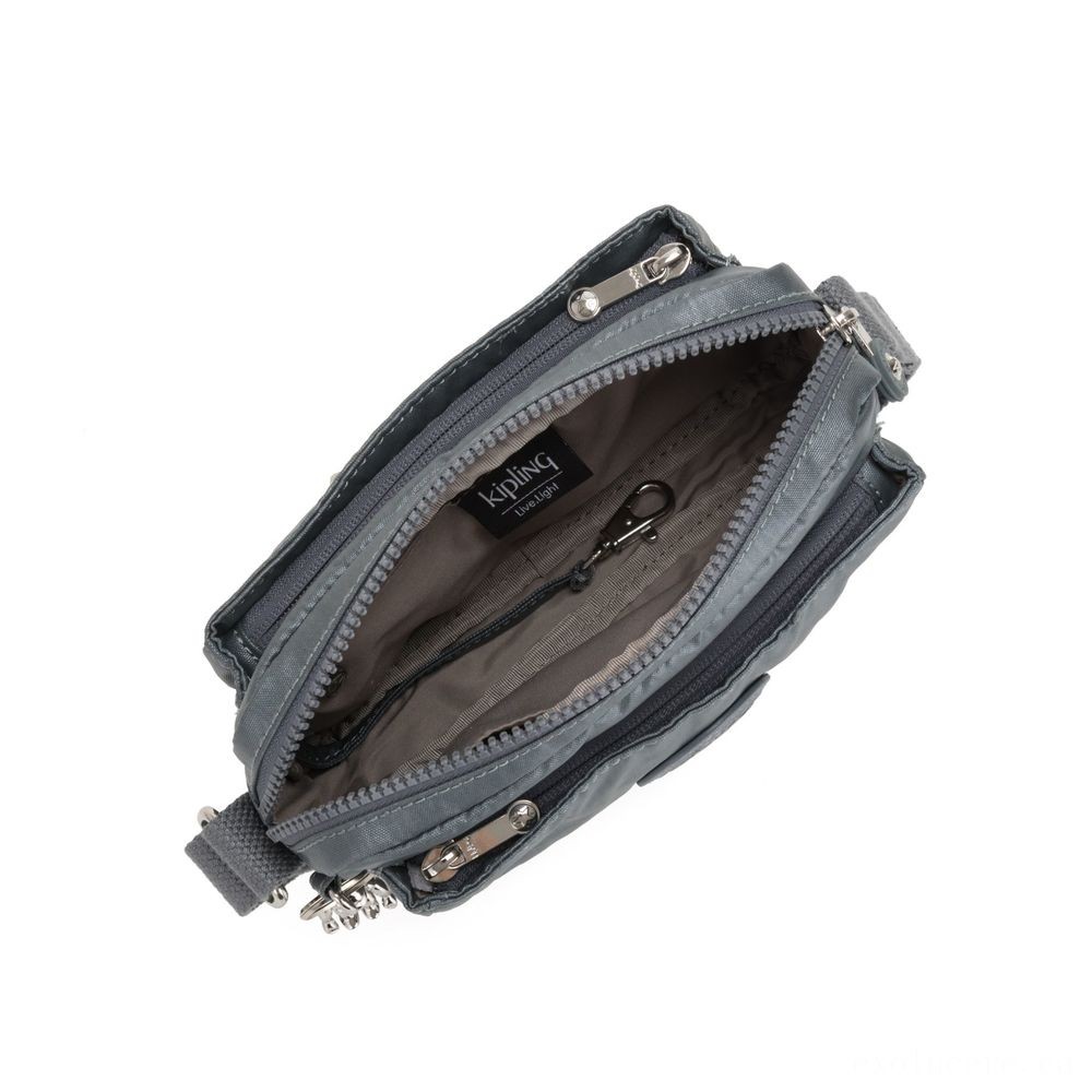 Fall Sale - Kipling ABANU Mini Crossbody Bag along with Flexible Shoulder Band Steel Grey Metallic. - Closeout:£25[nebag5441ca]