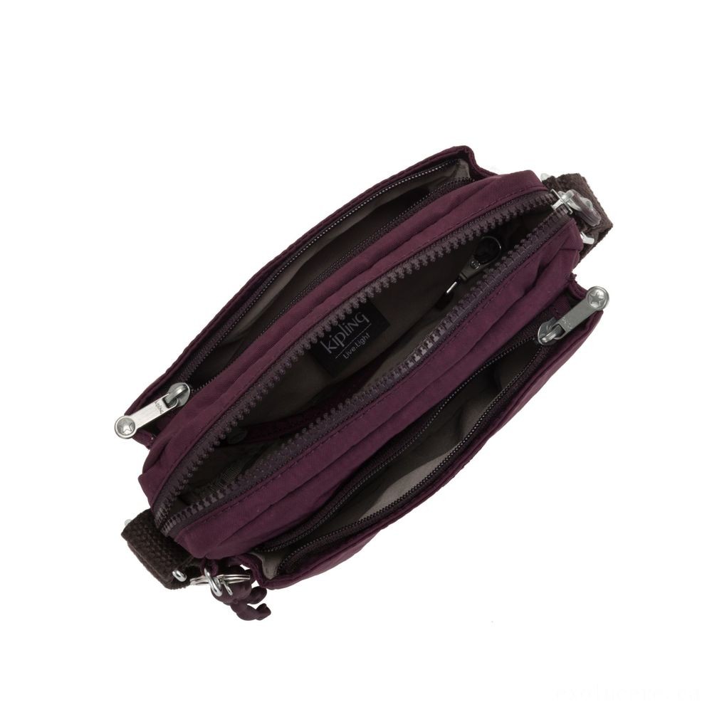 . Kipling ABANU Mini Crossbody Bag with Adjustable Shoulder Band Dark Plum.