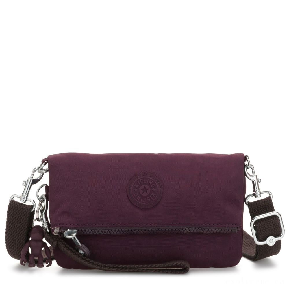 Kipling LYNNE Small Crossbody Bag with Removable Modifiable Shoulder band Dark Plum.