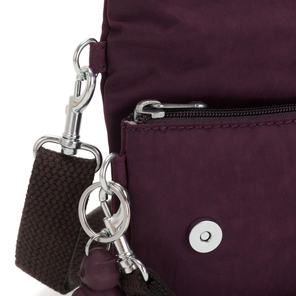 Kipling LYNNE Small Crossbody Bag along with Detachable Flexible Shoulder band Dark Plum.
