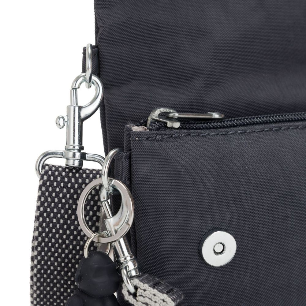 Kipling LYNNE Small Crossbody Bag along with Detachable Flexible Shoulder band Night Grey.