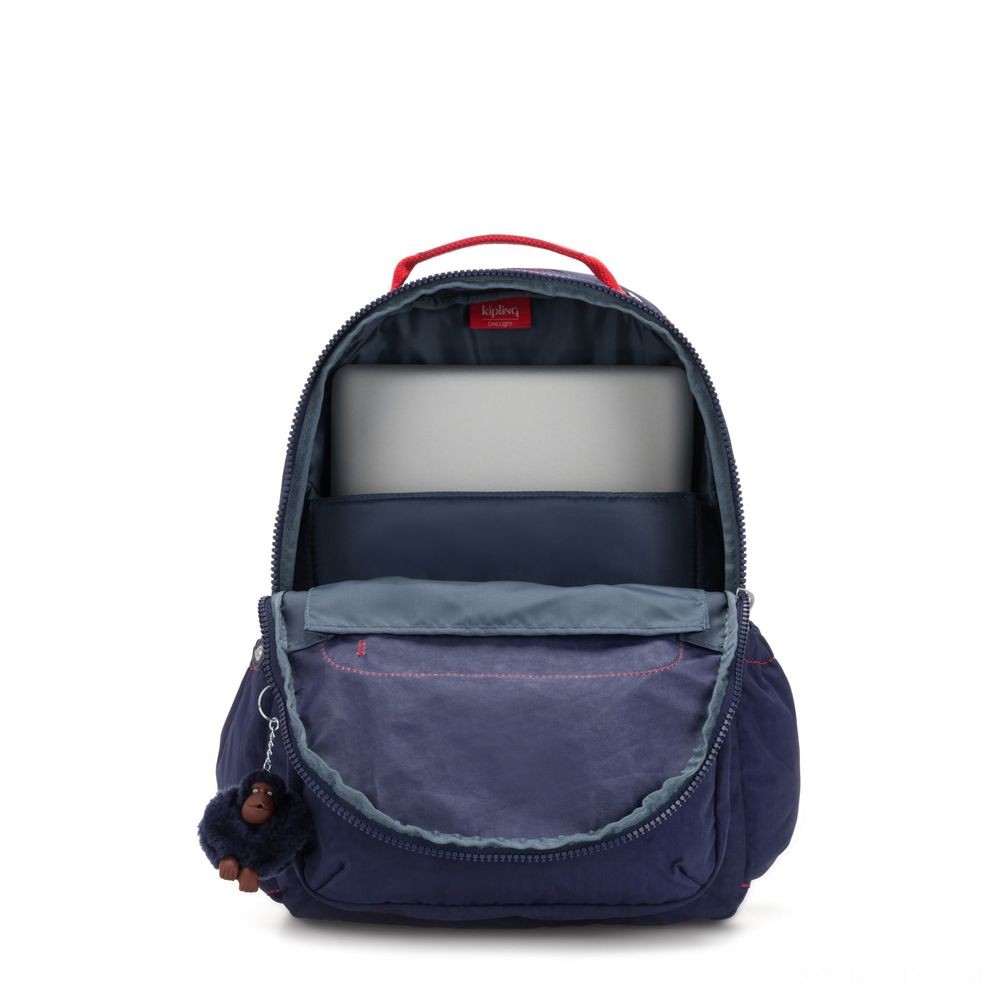 Best Price in Town - Kipling SEOUL GO Sizable Knapsack along with Notebook Protection Polished Blue C. - Thrifty Thursday:£48