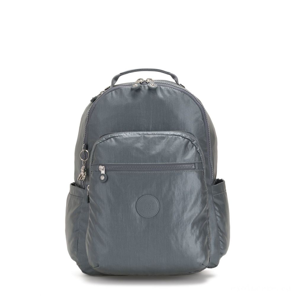 Kipling SEOUL Big Bag with Notebook Chamber Steel Grey Metallic.