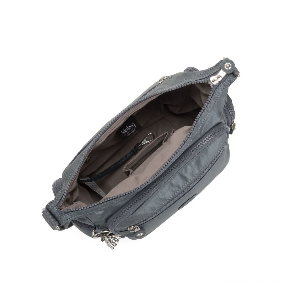 Black Friday Weekend Sale - Kipling GABBIE S Crossbody Bag with Phone Chamber Steel Grey Metallic. - Online Outlet Extravaganza:£35[jcbag5498ba]