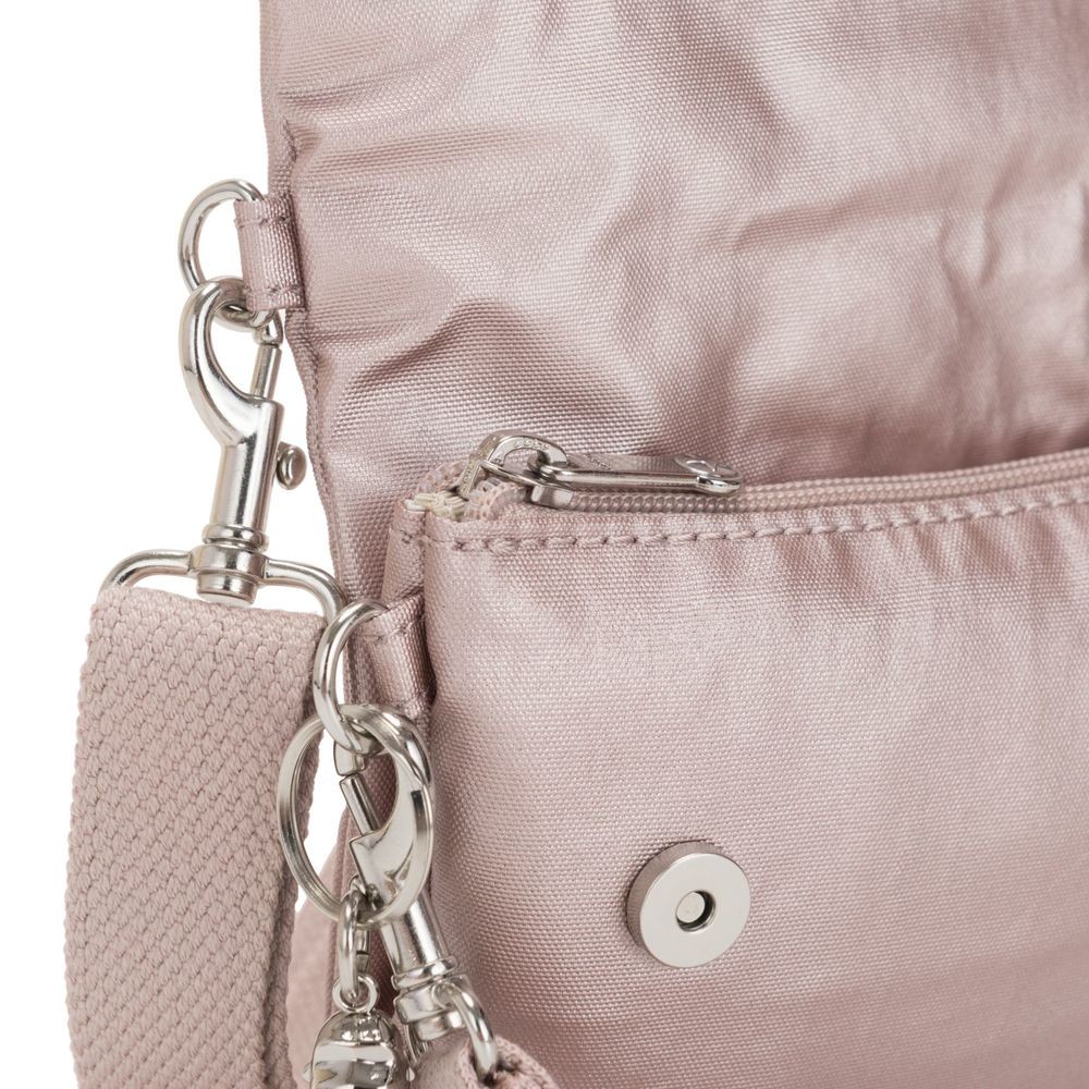 Final Clearance Sale - Kipling LYNNE Small crossbody Convertible to Bum Bag Metallic Rose. - Fourth of July Fire Sale:£23[libag5504nk]