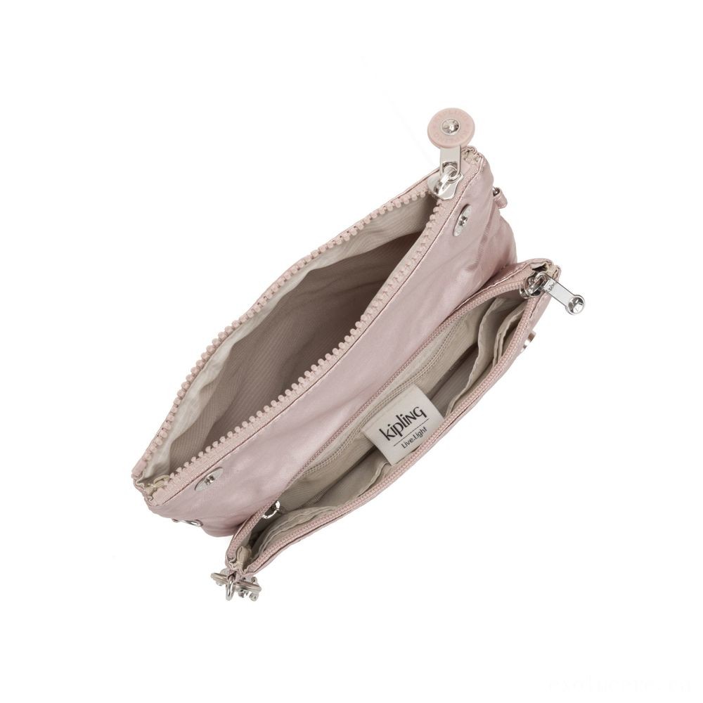 Final Clearance Sale - Kipling LYNNE Small crossbody Convertible to Bum Bag Metallic Rose. - Fourth of July Fire Sale:£23[libag5504nk]