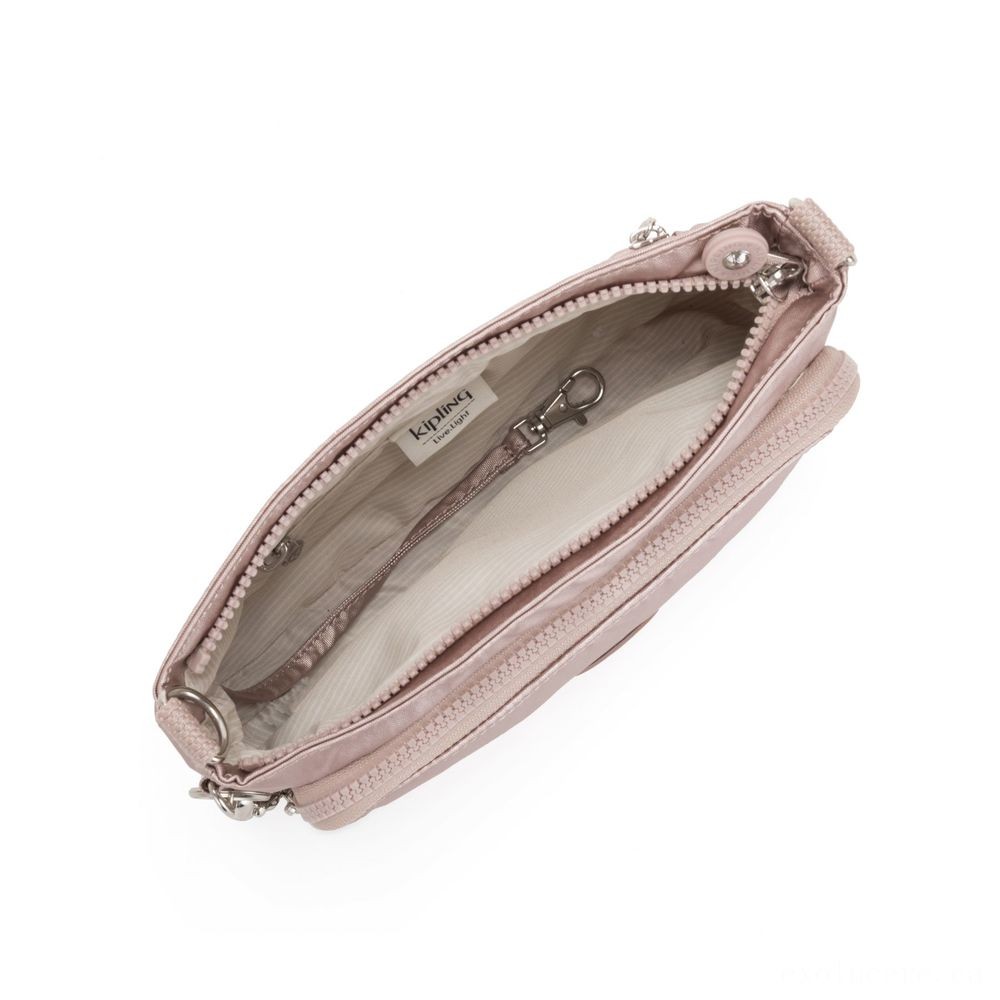 Kipling MYRTE Small 2 in 1 Crossbody and also Pouch Metallic Rose.