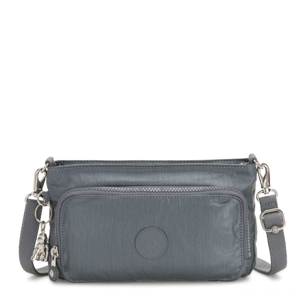 March Madness Sale - Kipling MYRTE Small 2 in 1 Crossbody and also Pouch Steel Grey Metallic. - Hot Buy:£29[jcbag5516ba]