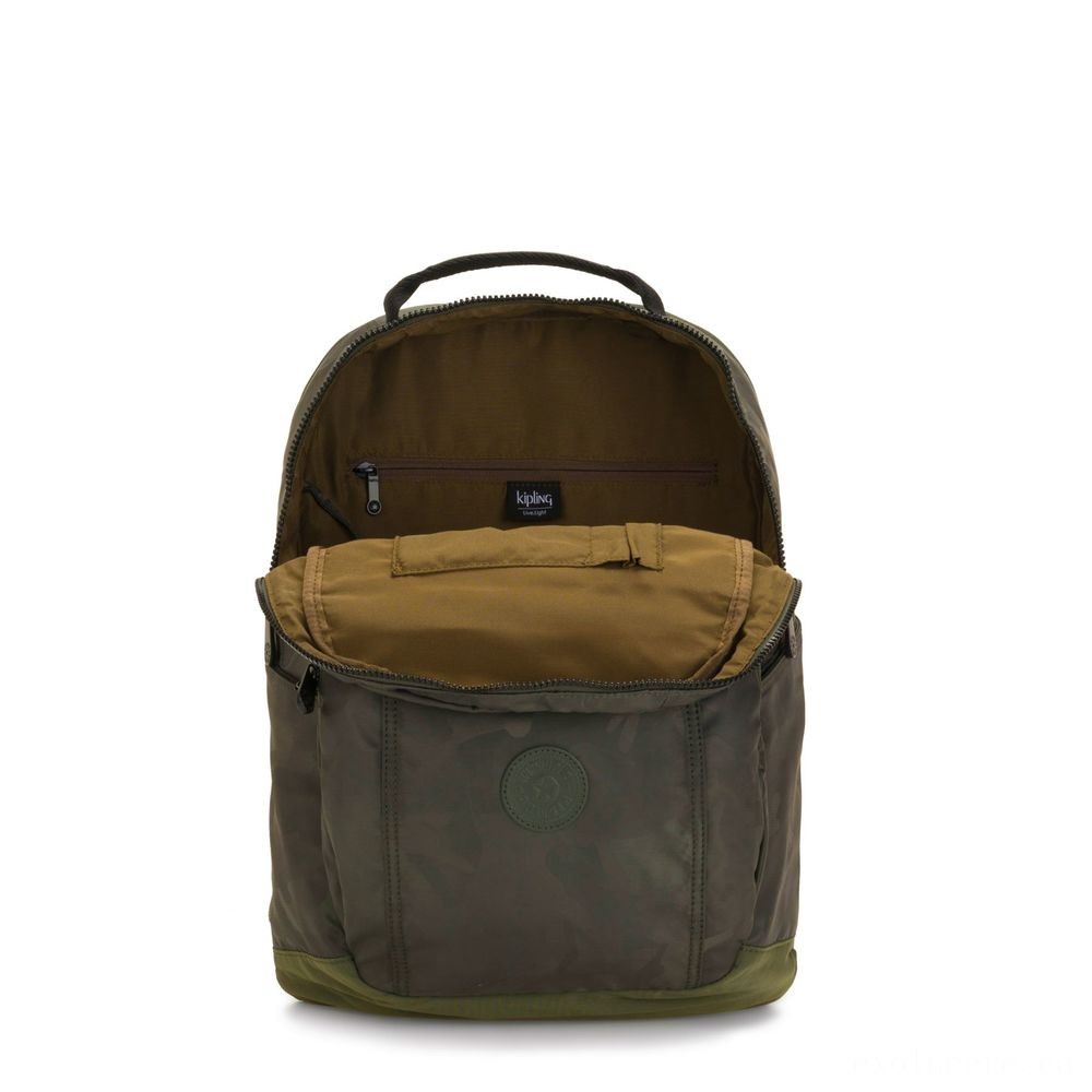 Kipling TROY Sizable Knapsack along with padded laptop chamber Silk Camouflage.