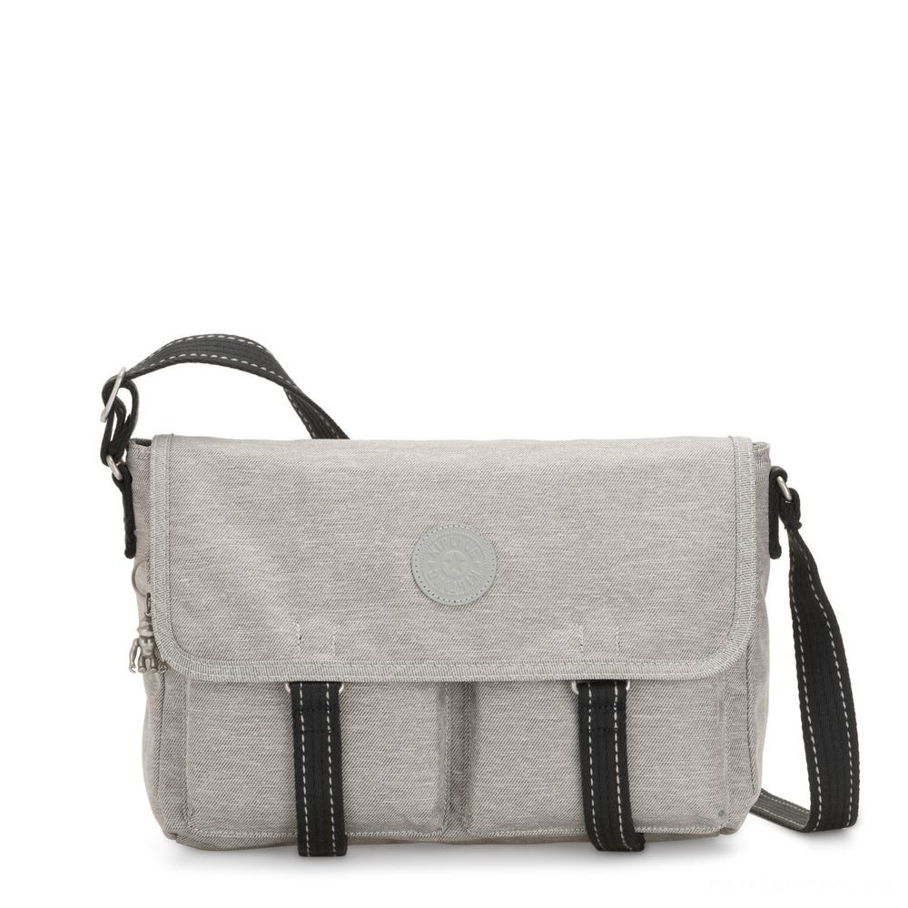 Kipling IKIN Medium Messenger Crossbody Bag Chalk Grey