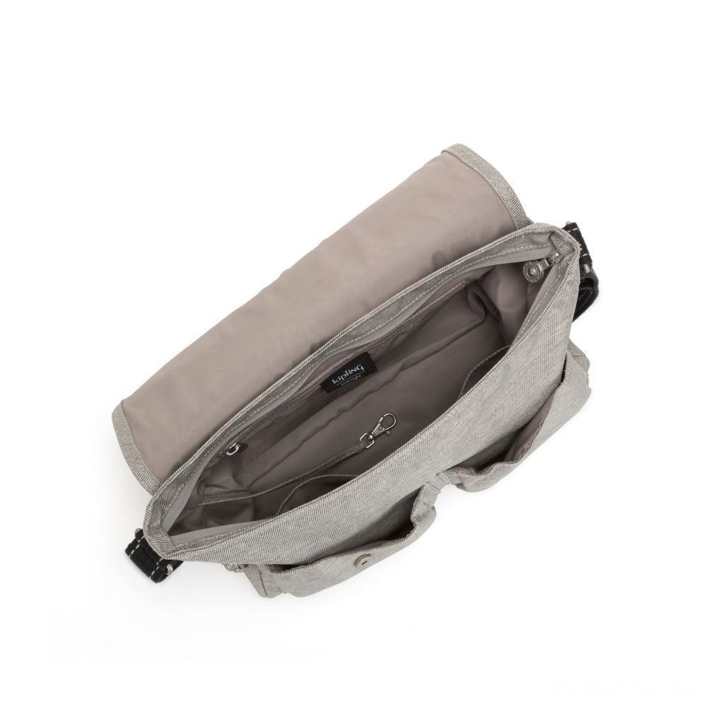 Black Friday Sale - Kipling IKIN Tool Messenger Crossbody Bag Chalk Grey - Curbside Pickup Crazy Deal-O-Rama:£32[hobag5550ua]