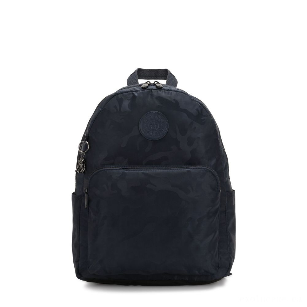 Kipling CITRINE Large Backpack along with Laptop/Tablet Chamber Satin Camo Blue.