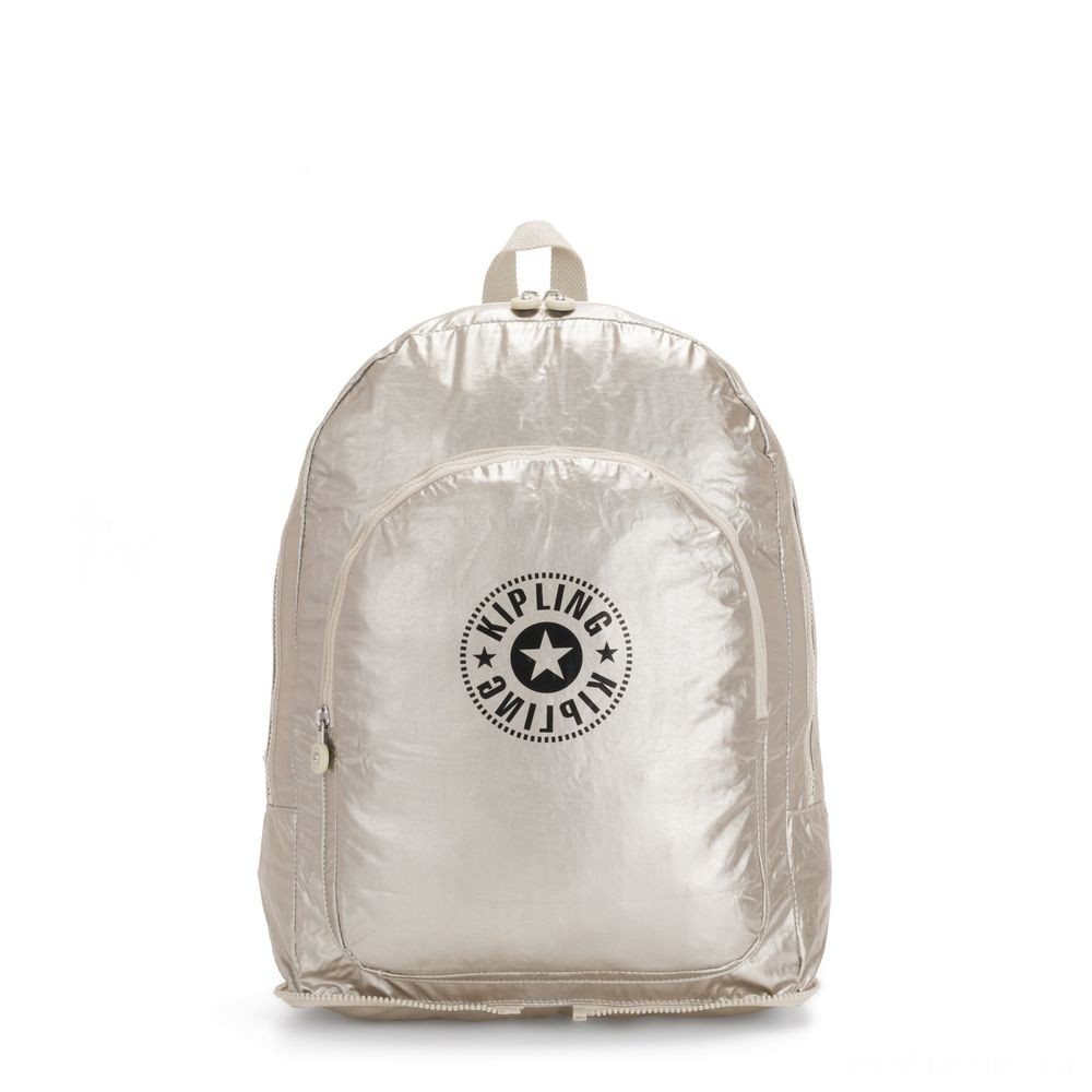 Father's Day Sale - Kipling EARNEST Huge Foldable Backpack Cloud Metallic Combination. - Savings Spree-Tacular:£32