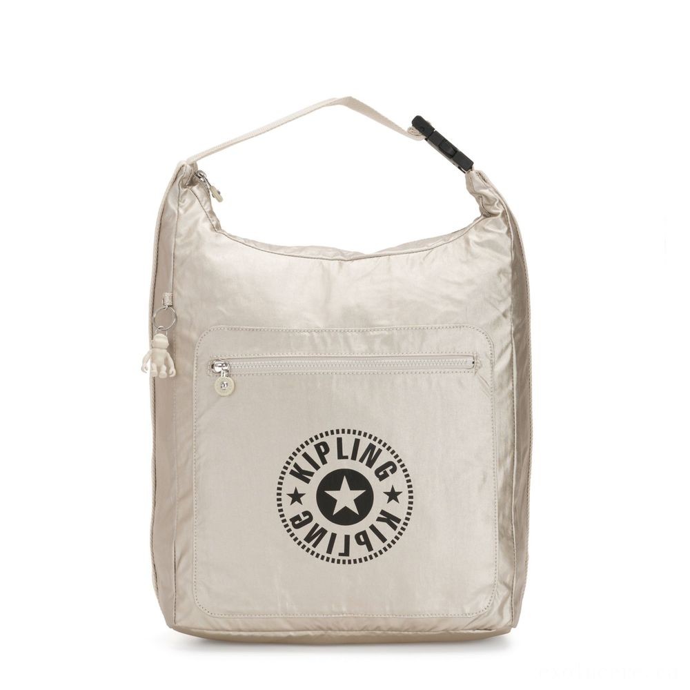 Kipling MORIE Huge Backpack exchangeable to Shoulderbag Cloud Metal Combination.