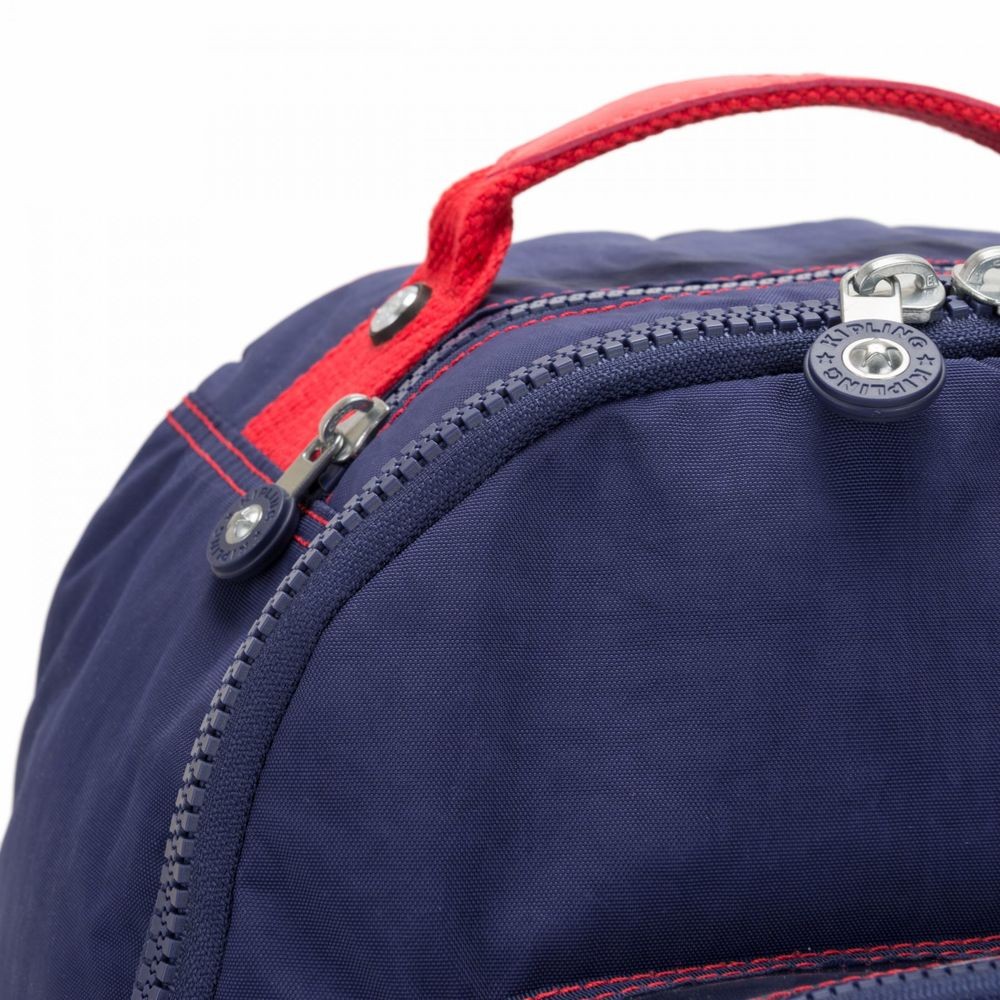 Kipling SEOUL GO TRANSPARENT Sizable Backpack along with Laptop Security & Transparent Front end wallet Shiny Bl Trans.