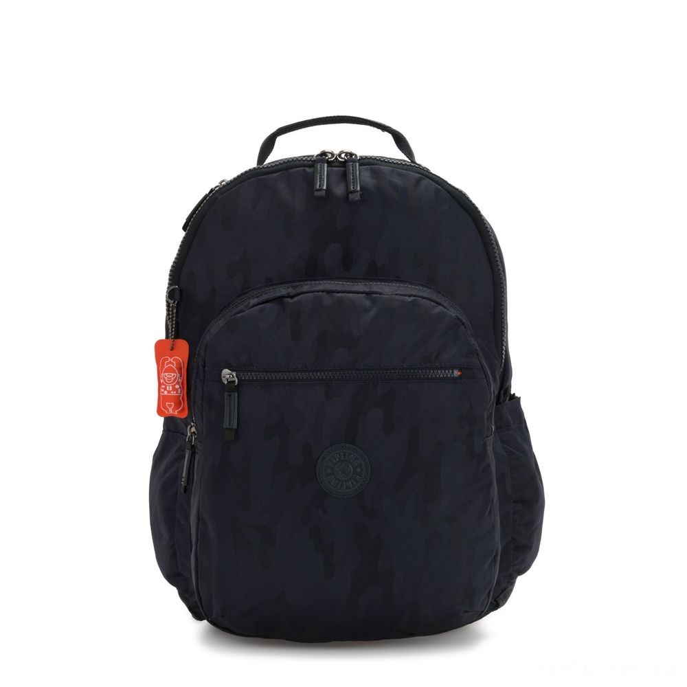 Kipling SEOUL XL Extra large backpack with laptop pc defense Blue Camo.