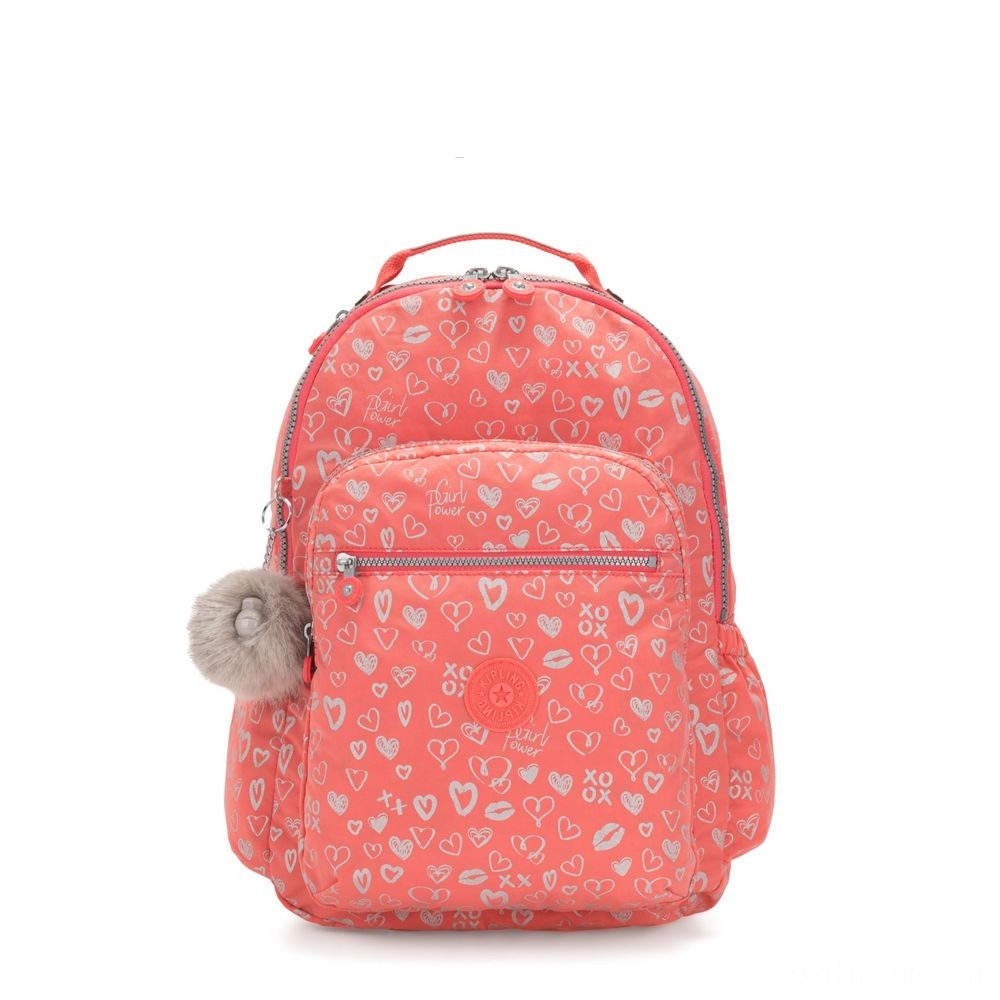 Flash Sale - Kipling SEOUL GO Big Backpack along with Laptop Pc Security Hearty Pink Met. - Reduced:£42[nebag5590ca]