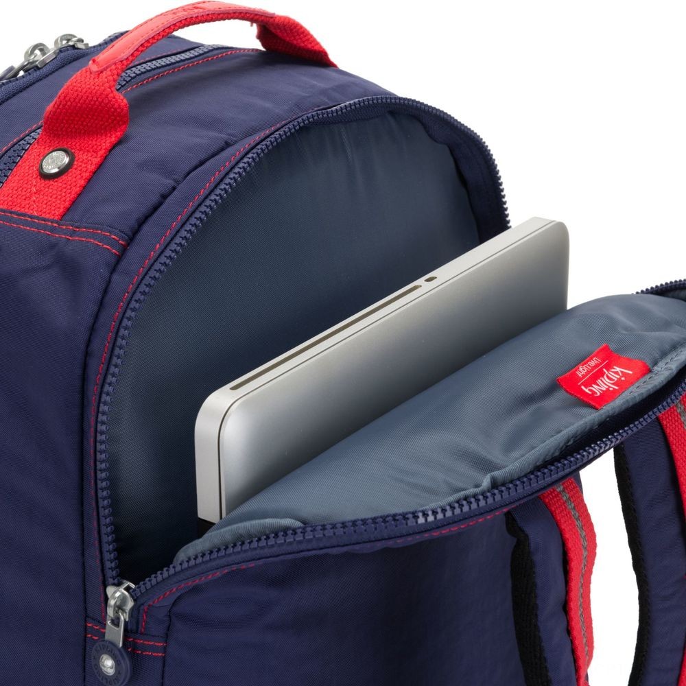 Kipling SEOUL GO XL Addition huge knapsack with laptop computer security Shiny Blue C.