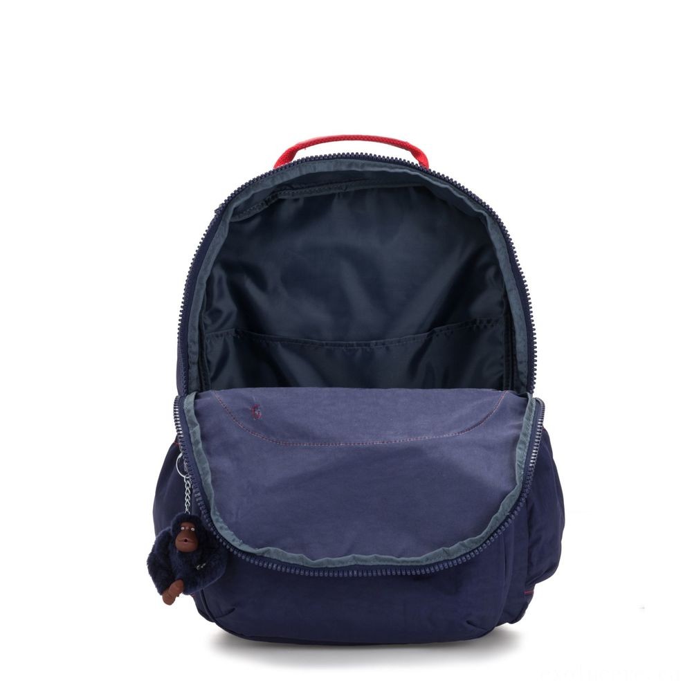 January Clearance Sale - Kipling SEOUL GO XL Bonus huge backpack along with laptop pc protection Sleek Blue C. - Digital Doorbuster Derby:£62