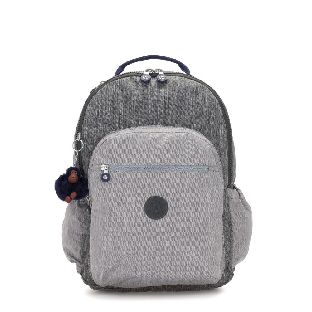 Sale - Kipling SEOUL GO XL Extra big backpack with laptop pc defense Ash Denim Bl. - Click and Collect Cash Cow:£62[chbag5611ar]