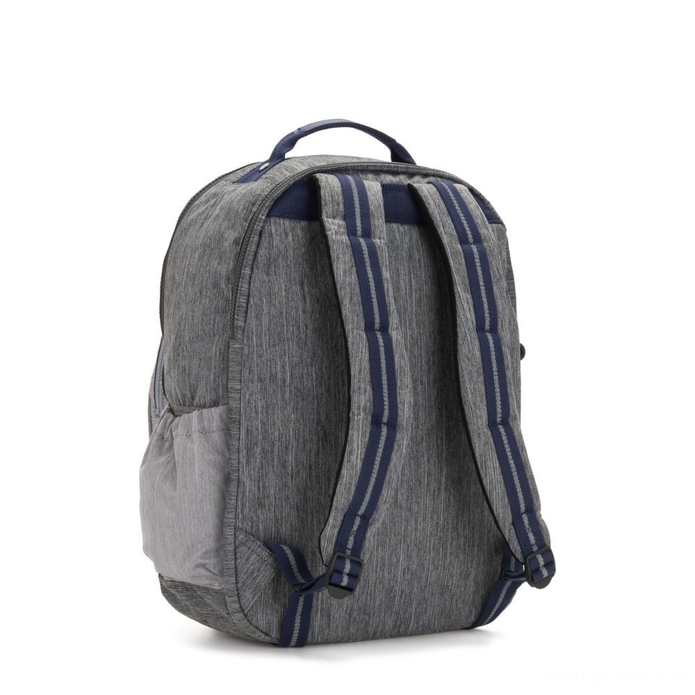 Kipling SEOUL GO XL Extra sizable knapsack with laptop pc security Ash Denim Bl.