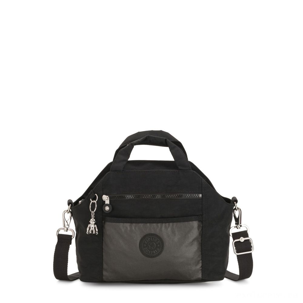 Kipling MEORA Medium Purse along with Completely Removable Shoulder Strap Steel AFRO-AMERICAN BLOCK.