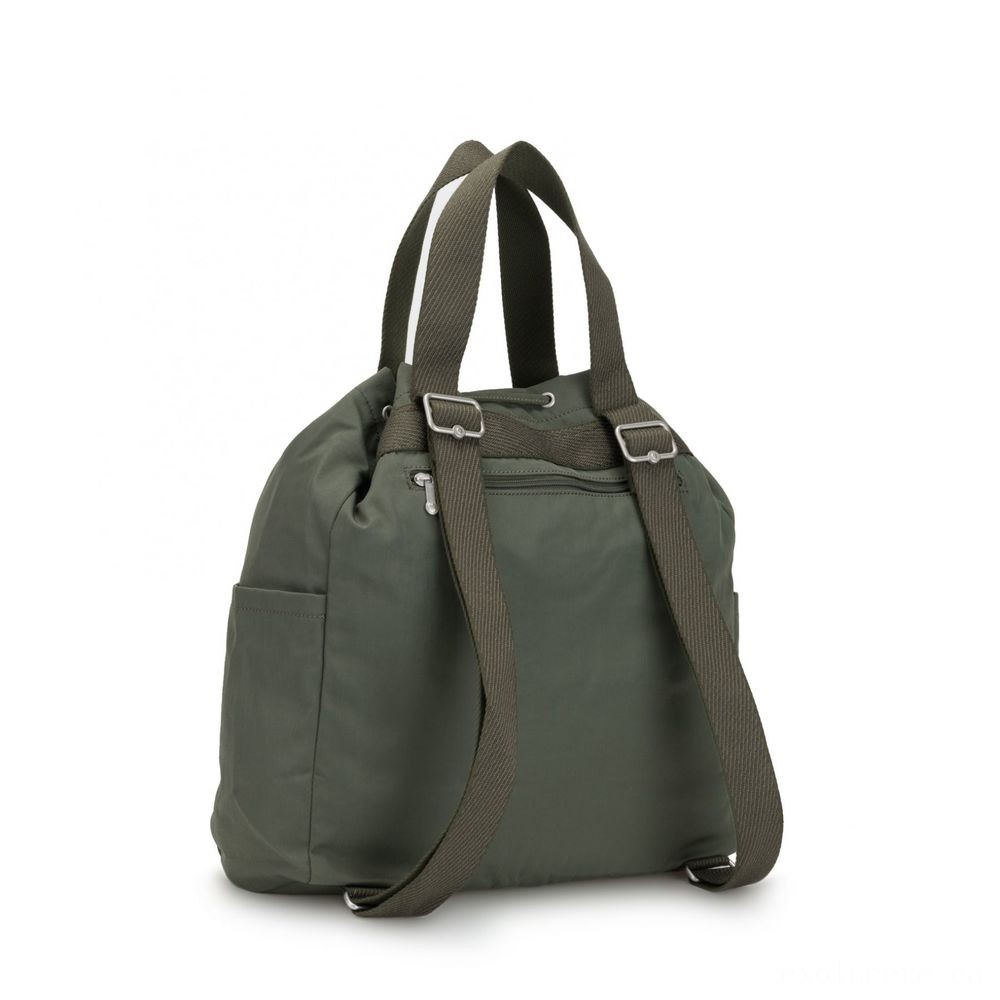 Kipling Fine Art BACKPACK M Medium Drawstring Backpack Rich Green.