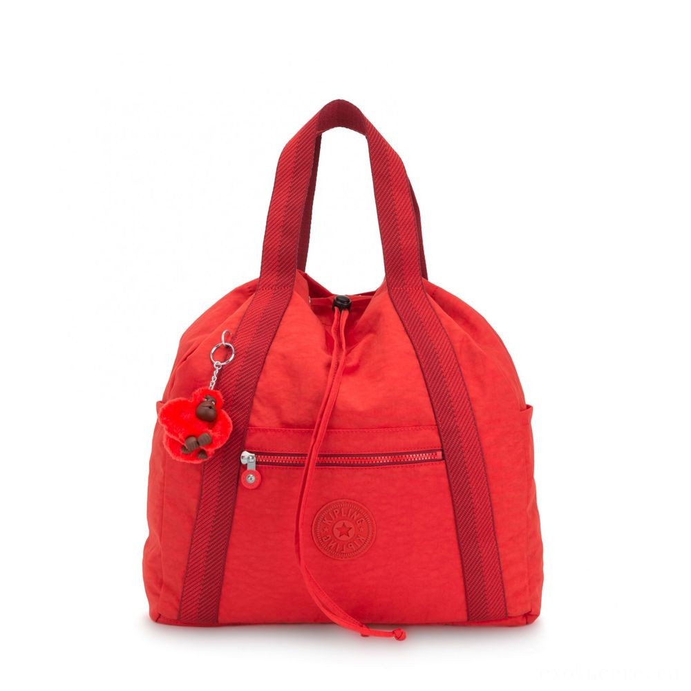 Kipling Fine Art BAG M Medium Drawstring Backpack Energetic Reddish.