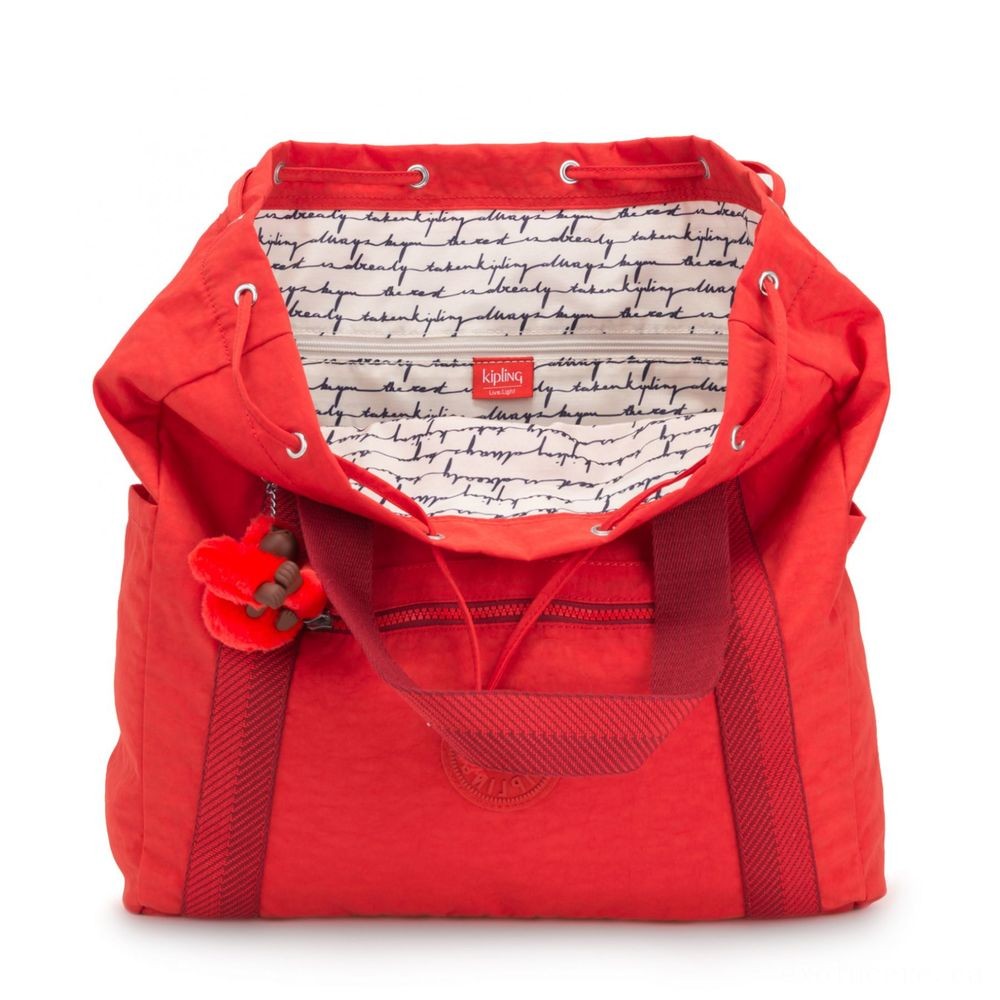 Holiday Sale - Kipling ART BACKPACK M Medium Drawstring Bag Energetic Red. - Memorial Day Markdown Mardi Gras:£25