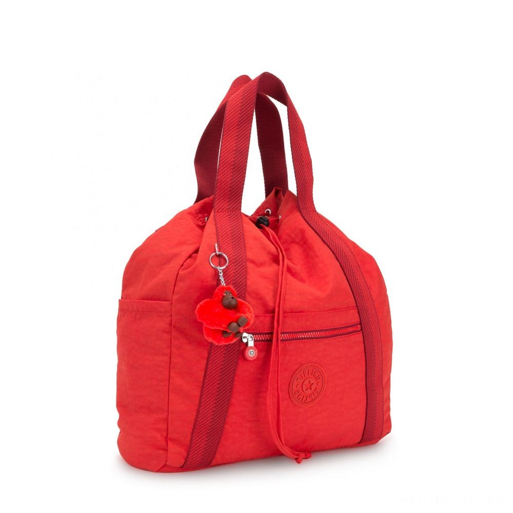 Kipling Craft KNAPSACK M Art Drawstring Backpack Active Red.