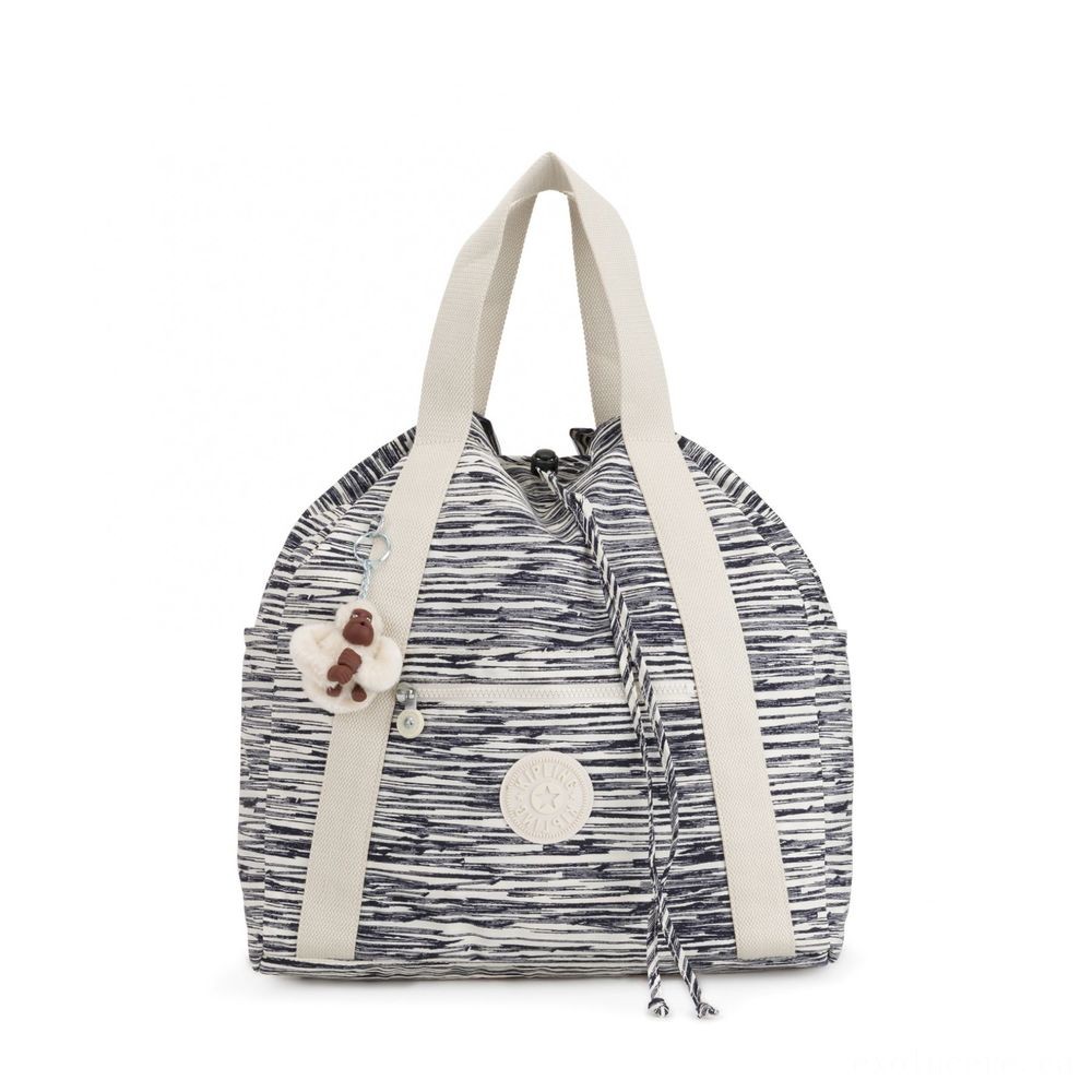 Kipling Fine Art BAG M Medium Drawstring Backpack Scribble Lines.