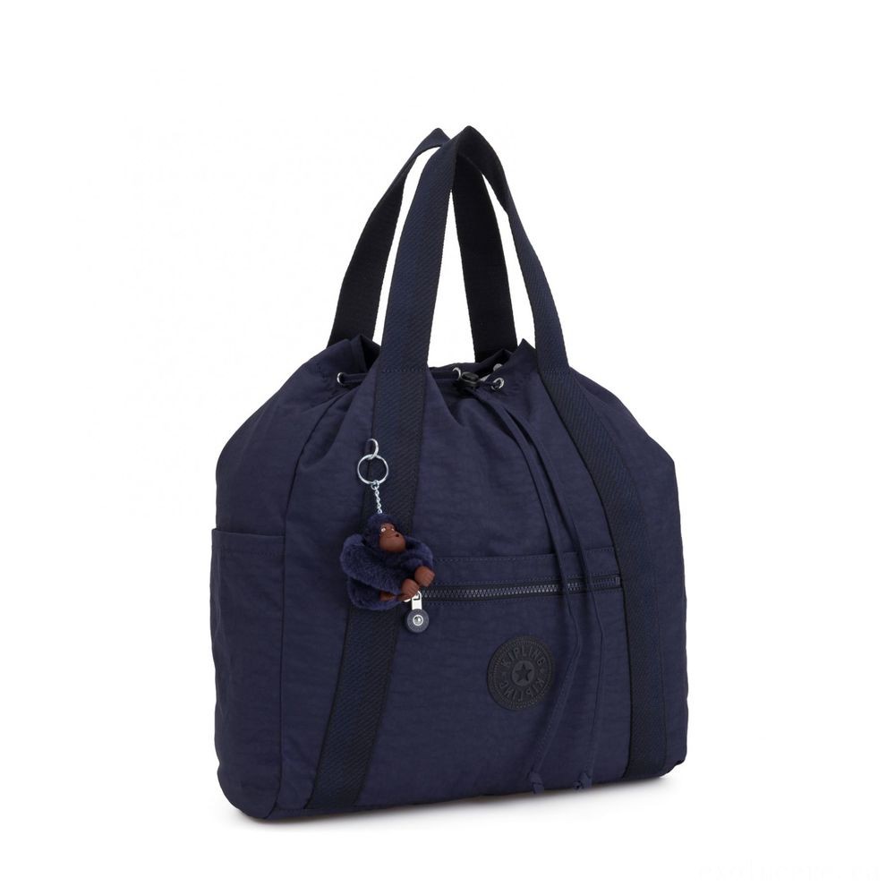 Kipling Fine Art BAG M Medium Drawstring Backpack Energetic Blue.