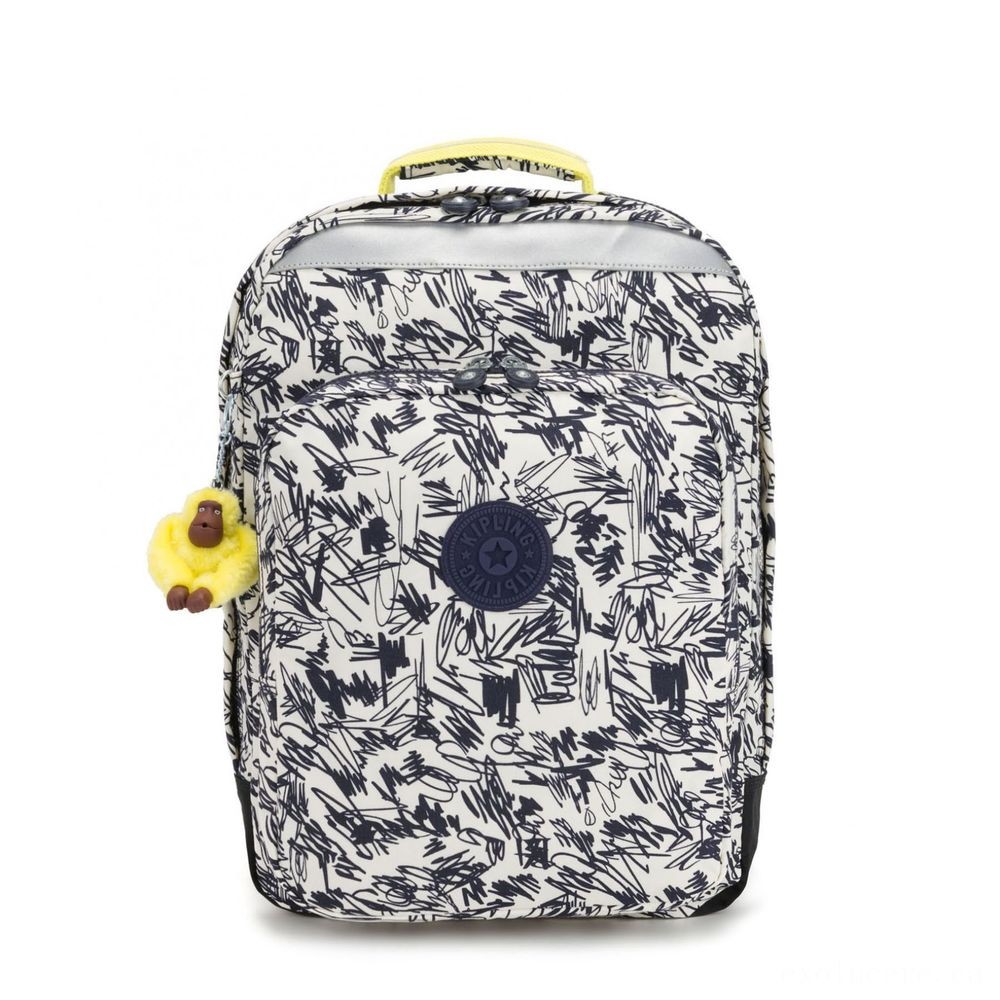 Kipling COLLEGE UP Large Bag Along With Laptop Security Scribble Fun Bl.