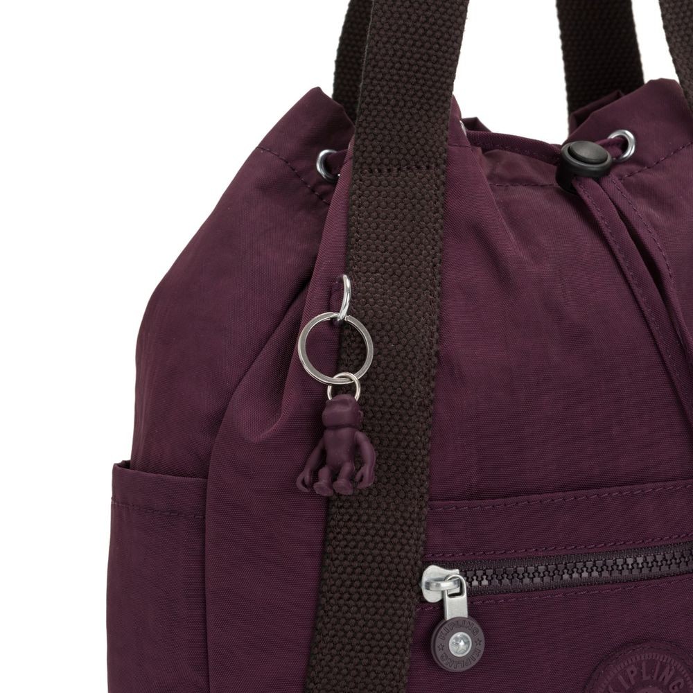 Kipling Fine Art BAG S Small Drawstring Backpack Dark Plum.