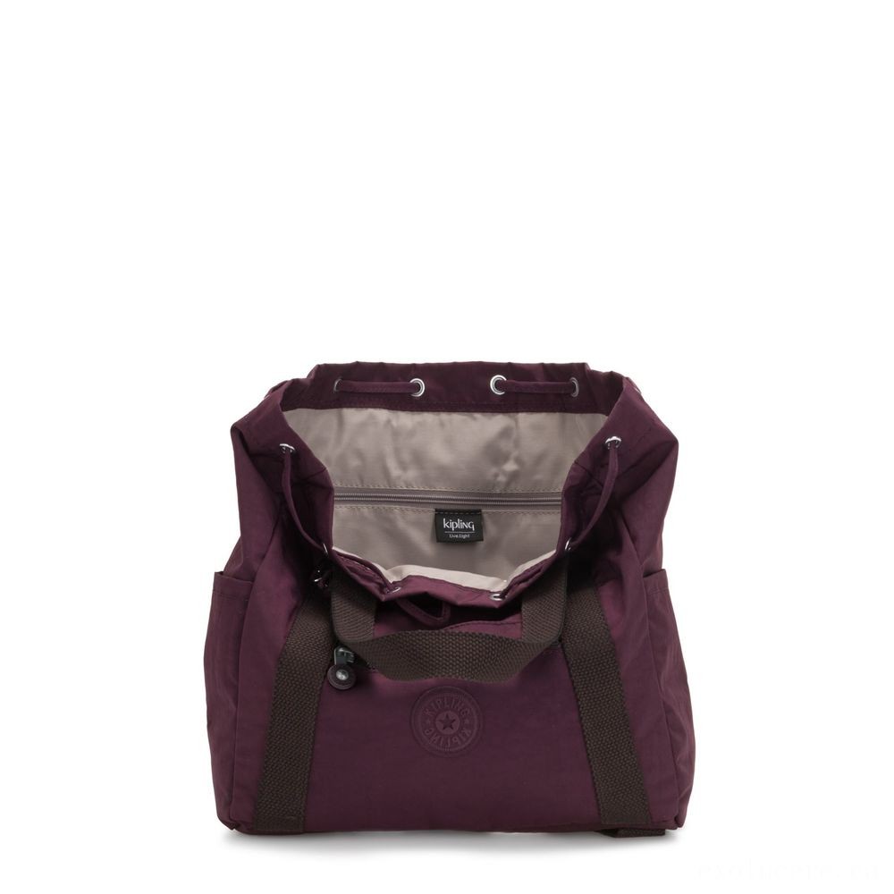 Winter Sale - Kipling ART BAG S Little Drawstring Backpack Dark Plum. - Half-Price Hootenanny:£39