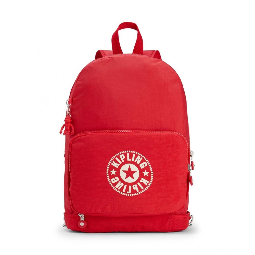 Kipling Standard NIMAN FOLD 2-In-1 Convertible Crossbody Bag and also Backpack Lively Reddish.