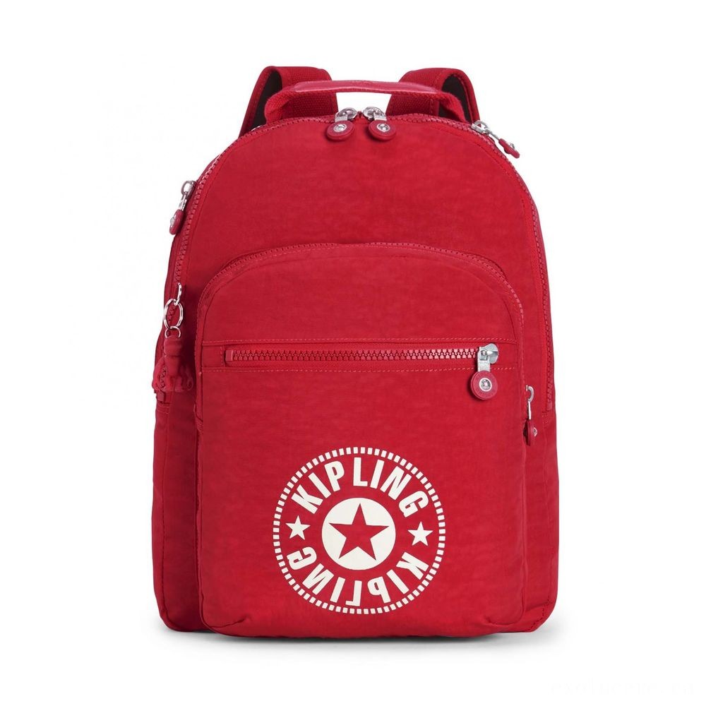 Kipling CLAS SEOUL Water Repellent Knapsack with Laptop Pc Area Lively Red.