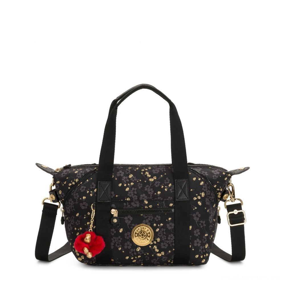 Members Only Sale - Kipling Craft MINI Mini Tote Shoulderbag along with Changeable Shoulder Strap Grey Gold Floral. - Web Warehouse Clearance Carnival:£50