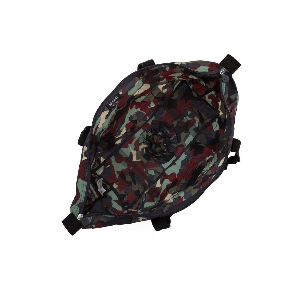 Click and Collect Sale - Kipling Fine Art PACKABLE Sizable Collapsible Tote Camo Large Lighting. - Clearance Carnival:£23