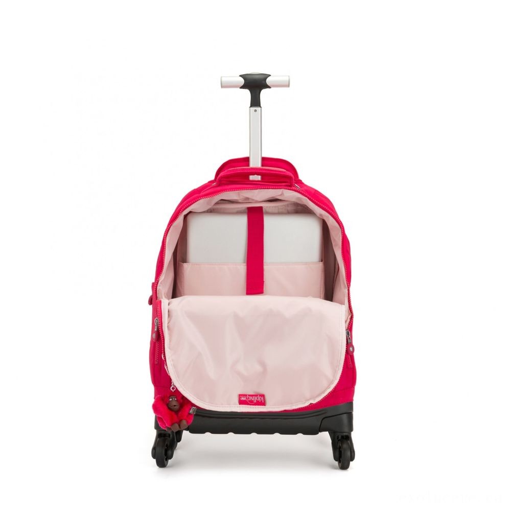 Kipling Mirror Wheeled College Bag Correct Pink.