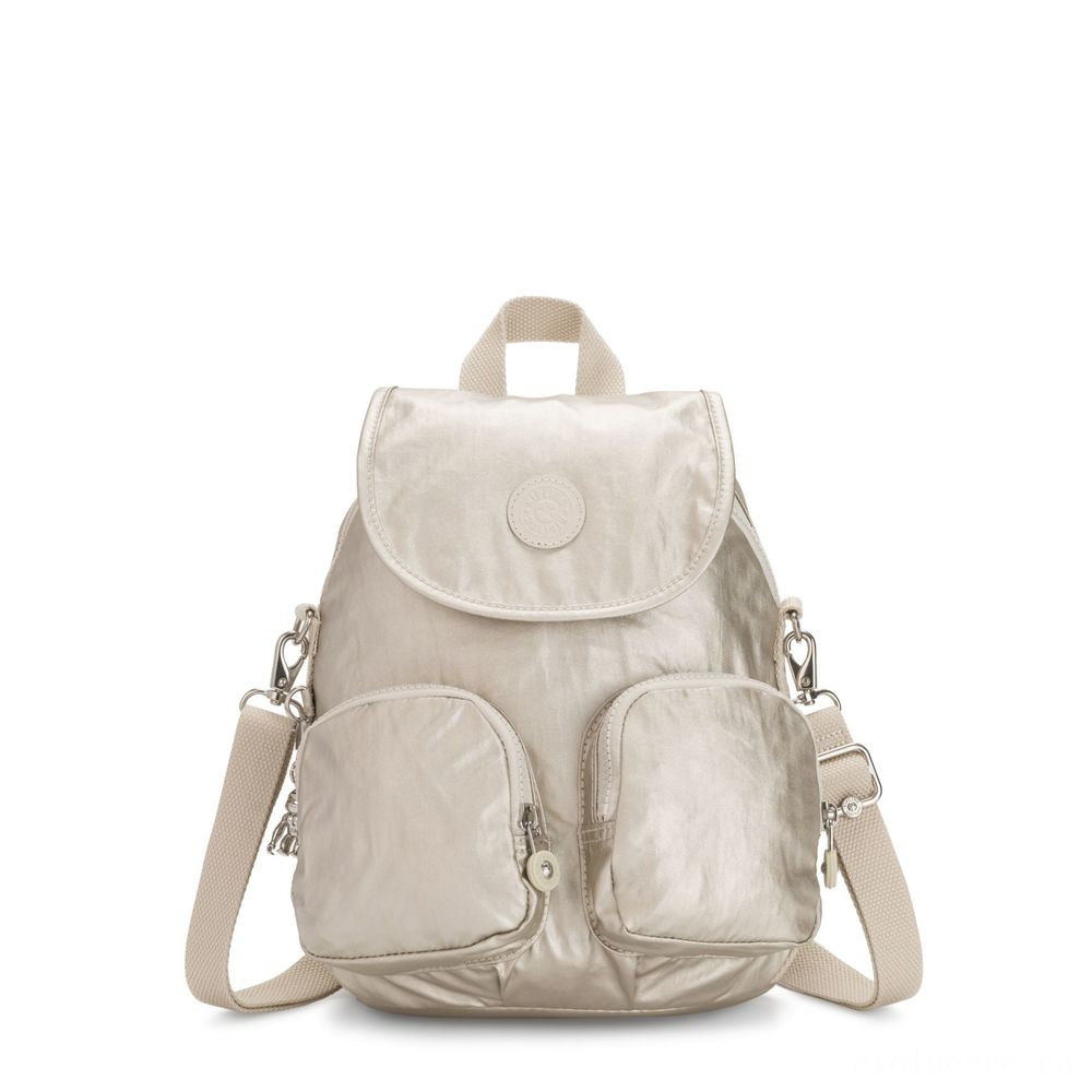 Kipling FIREFLY UP Small Backpack Covertible To Handbag Cloud Metal.