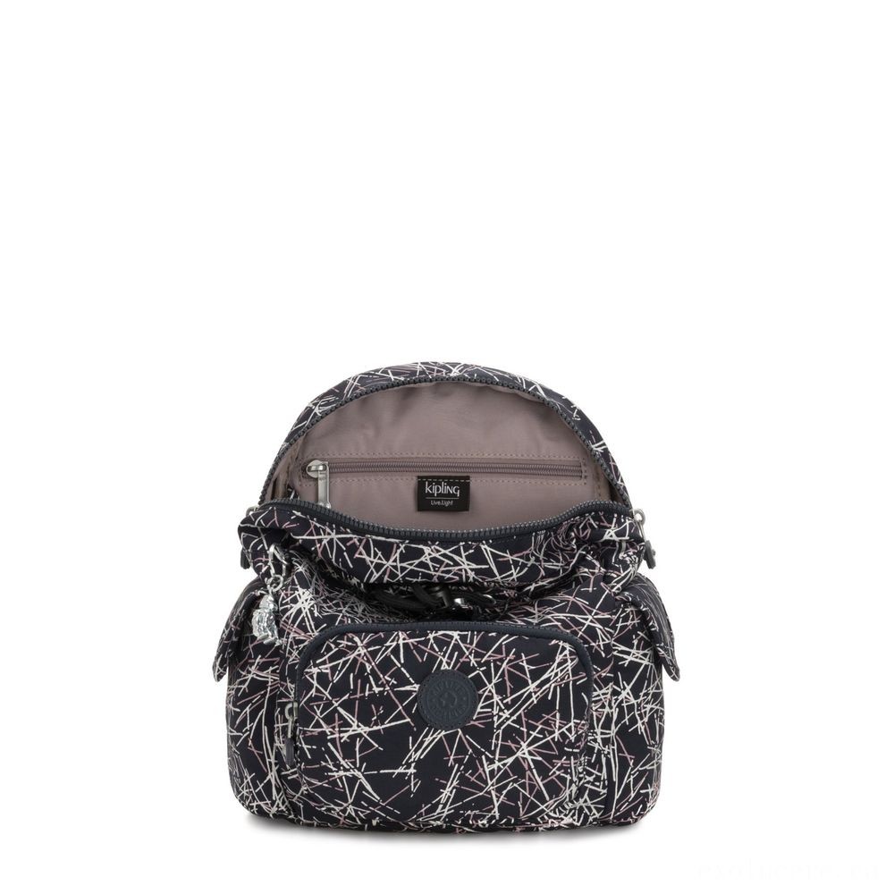 Clearance Sale - Kipling Area PACK MINI City Stuff Mini Backpack Navy Stick Imprint. - X-travaganza:£37