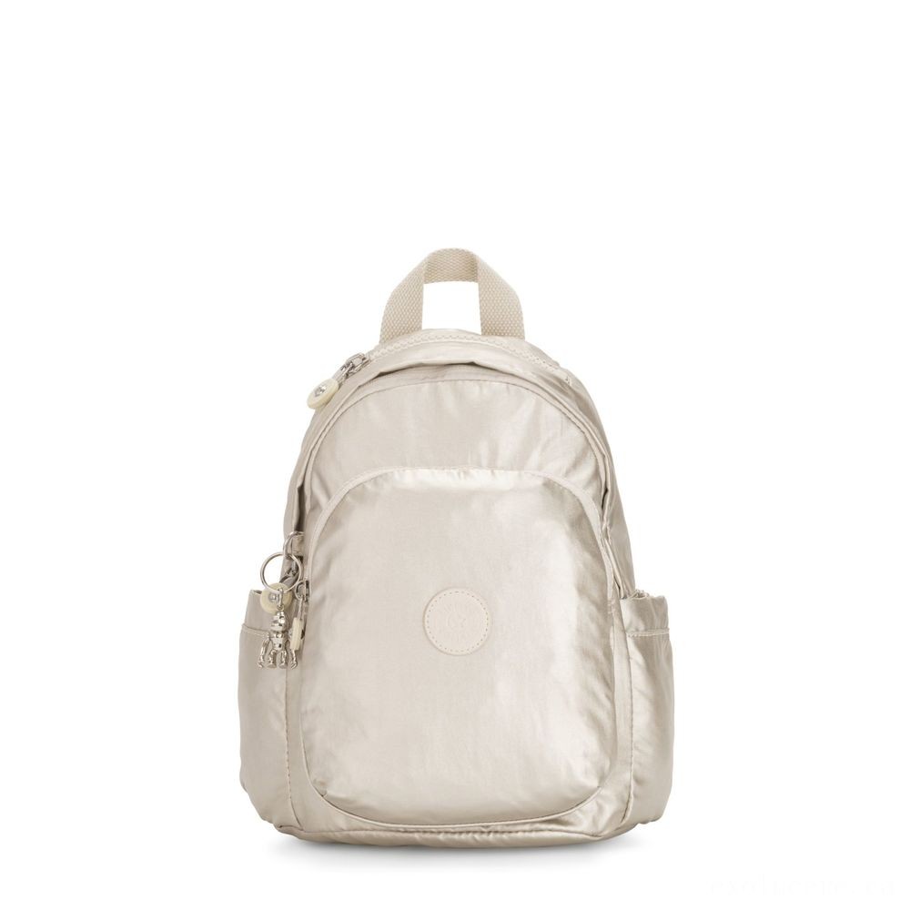 Kipling DELIA MINI Small Bag with Front Pocket and Top Handle Cloud Metallic.