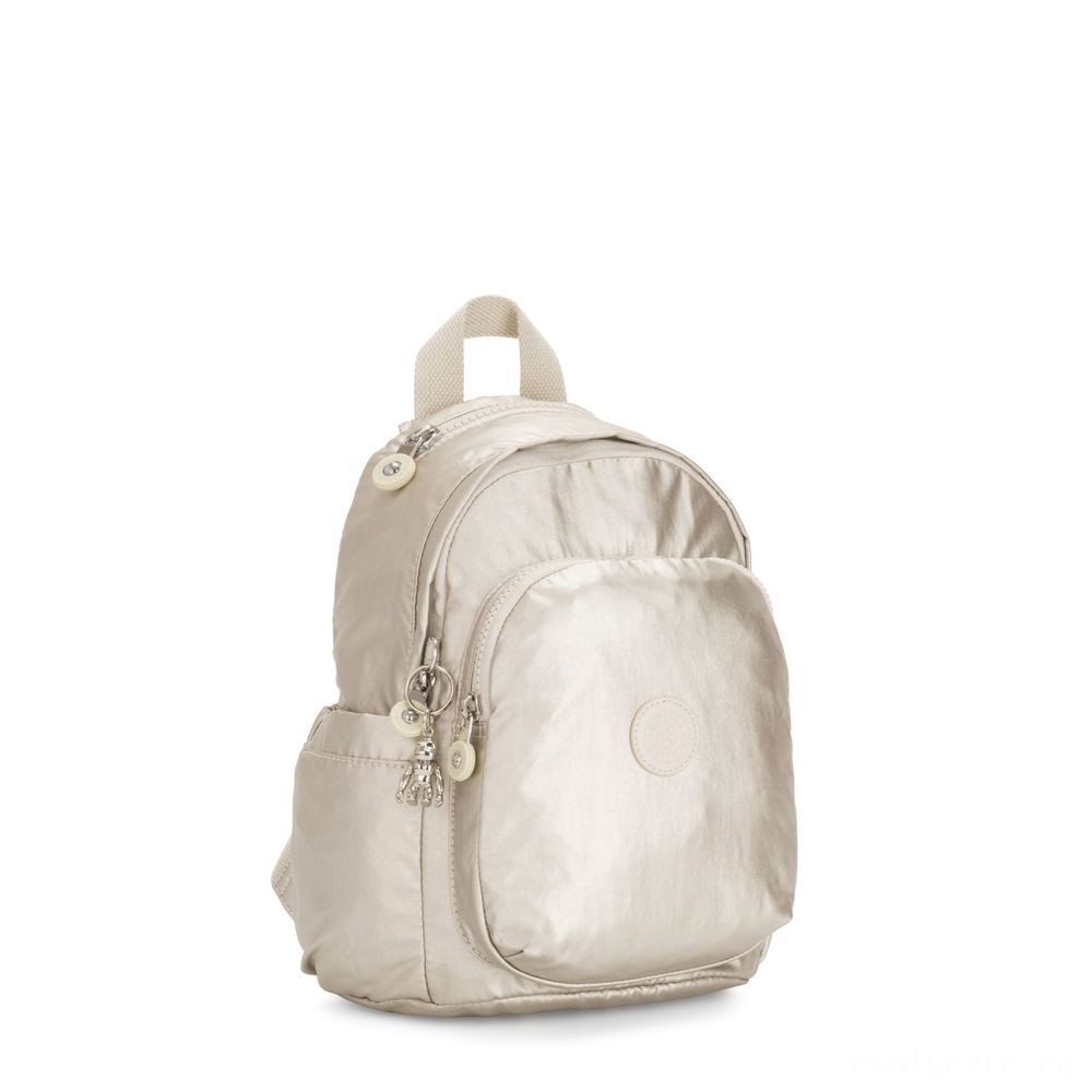 Kipling DELIA MINI Small Backpack along with Face Pocket and also Leading Manage Cloud Metallic.