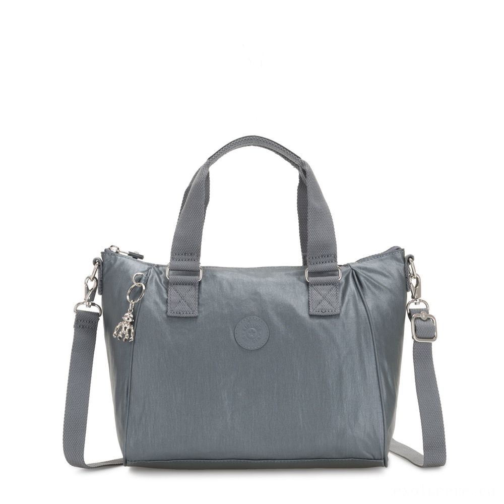Everything Must Go Sale - Kipling AMIEL Tool Ladies Handbag Steel Grey Metallic. - Markdown Mardi Gras:£33