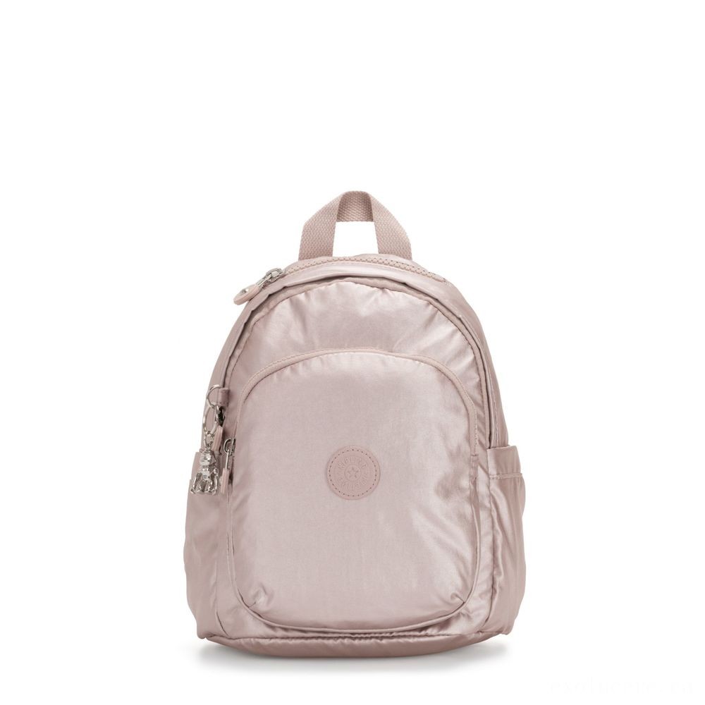 Kipling DELIA MINI Small Knapsack along with Front Wallet and Leading Take Care Of Metallic Rose.