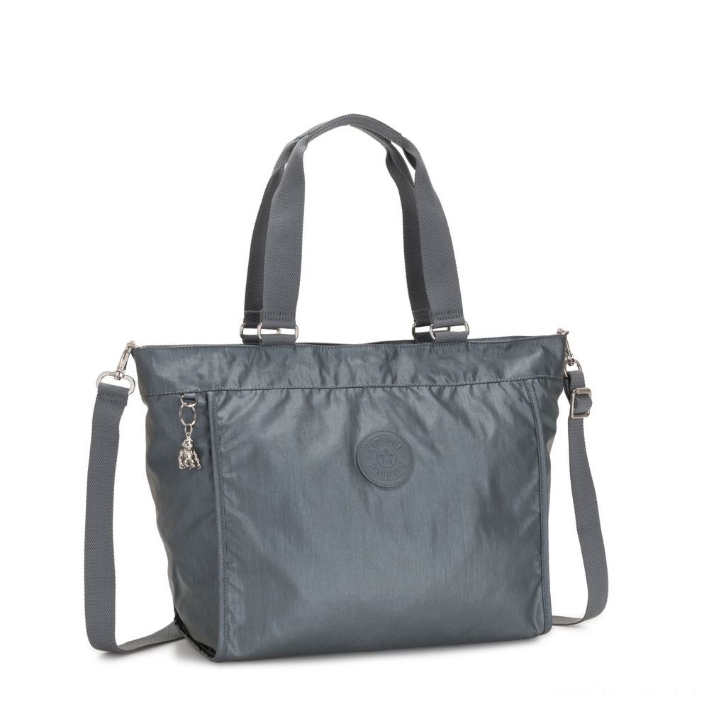 Kipling NEW BUYER L Large Shoulder Bag With Removable Shoulder Band Steel Grey Metallic.