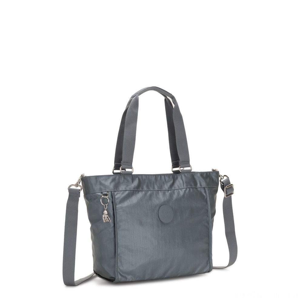 Kipling Brand New BUYER S Tiny Purse Along With Removable Shoulder Band Steel Grey Metallic.