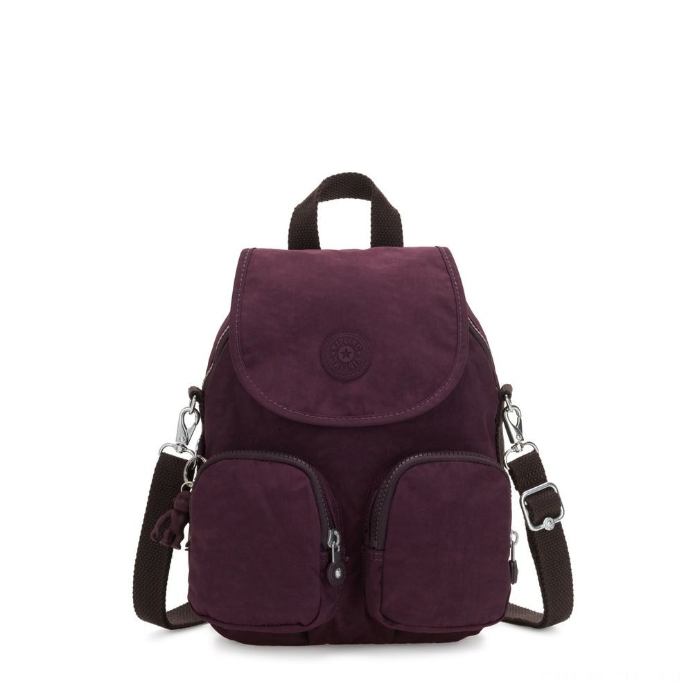 Clearance - Kipling FIREFLY UP Tiny Bag Covertible To Elbow Bag Dark Plum. - Click and Collect Cash Cow:£32